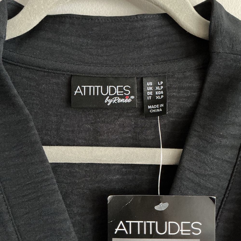 Attitudes by Renee Petite Textured Woven Dress LP Black w/ pockets - Picture 3 of 6